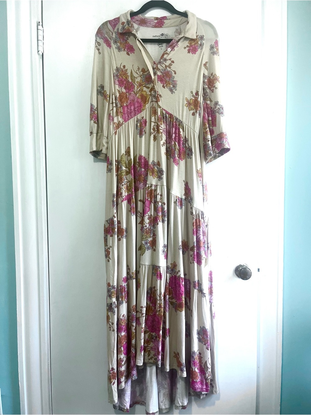 NWOT Natural Life Short Sleeve Floral Maxi Dress